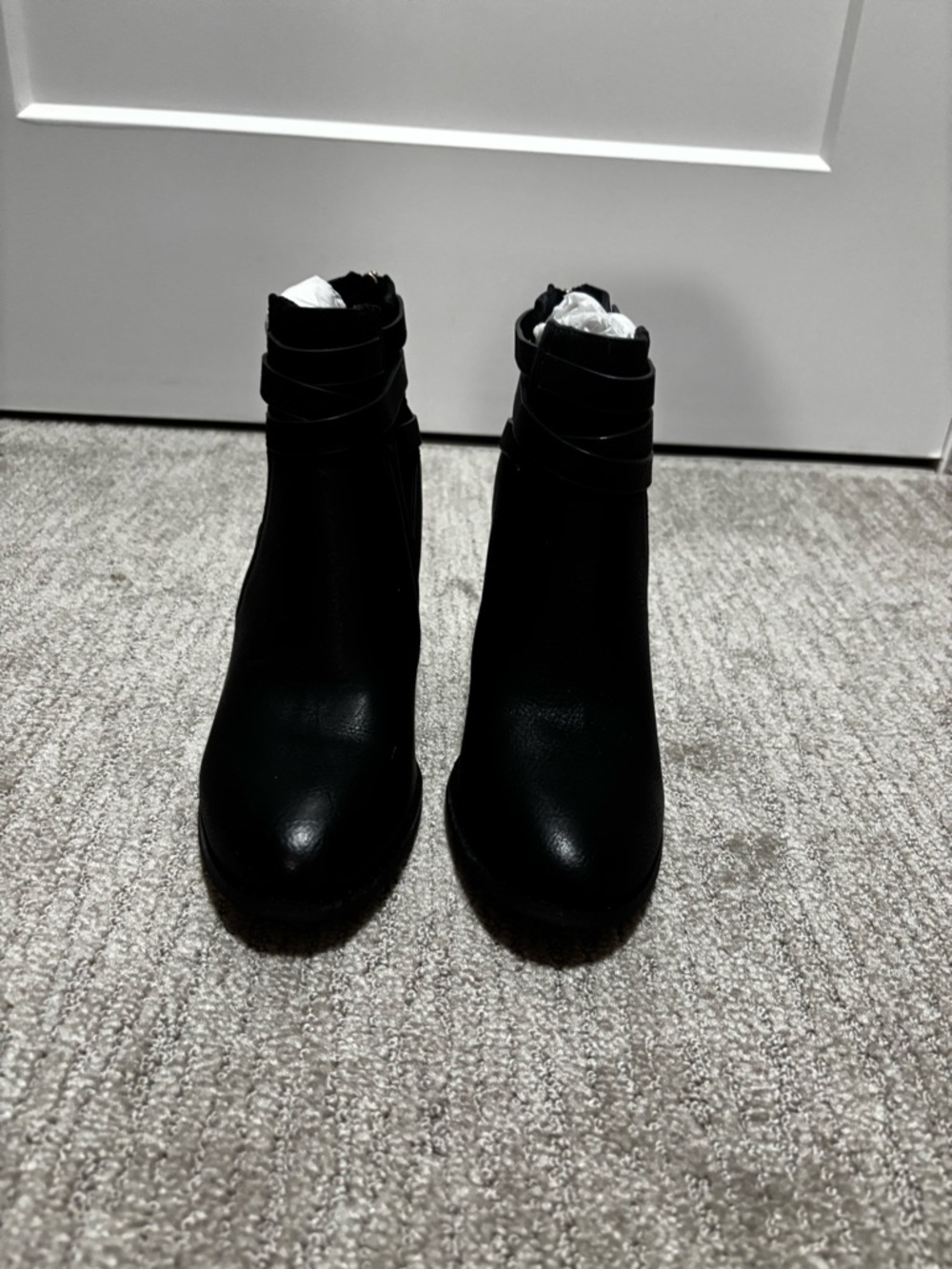 Classic Black Ankle Booties with Wrap Strap Detail